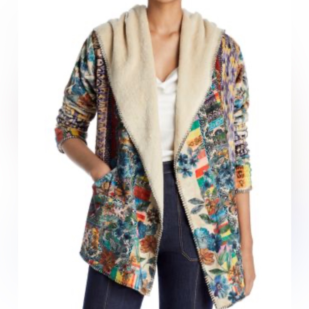 Johnny Was Betzy Hooded Fleece Jacket Small